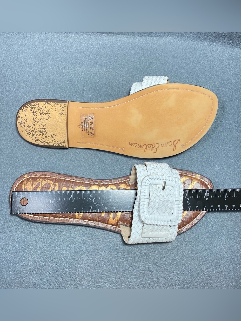 Sam Edelman-Gabriela White Woven Leather Flats Sandals w/Buckle Women’s Sz 9.5 M - Picture 15 of 16